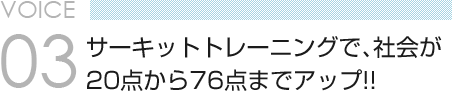 VOICE 03　サーキットトレーニングで、社会が 20点から76点までアップ!!